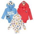 Sesame Street 3 Pack Hooded Cosplay Bodysuits