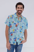 Sesame Street Big Bird Cookie Monster Elmo Oscar the Grouch Matching Family Hawaiian Button Down Shirt Infant to Little Kid