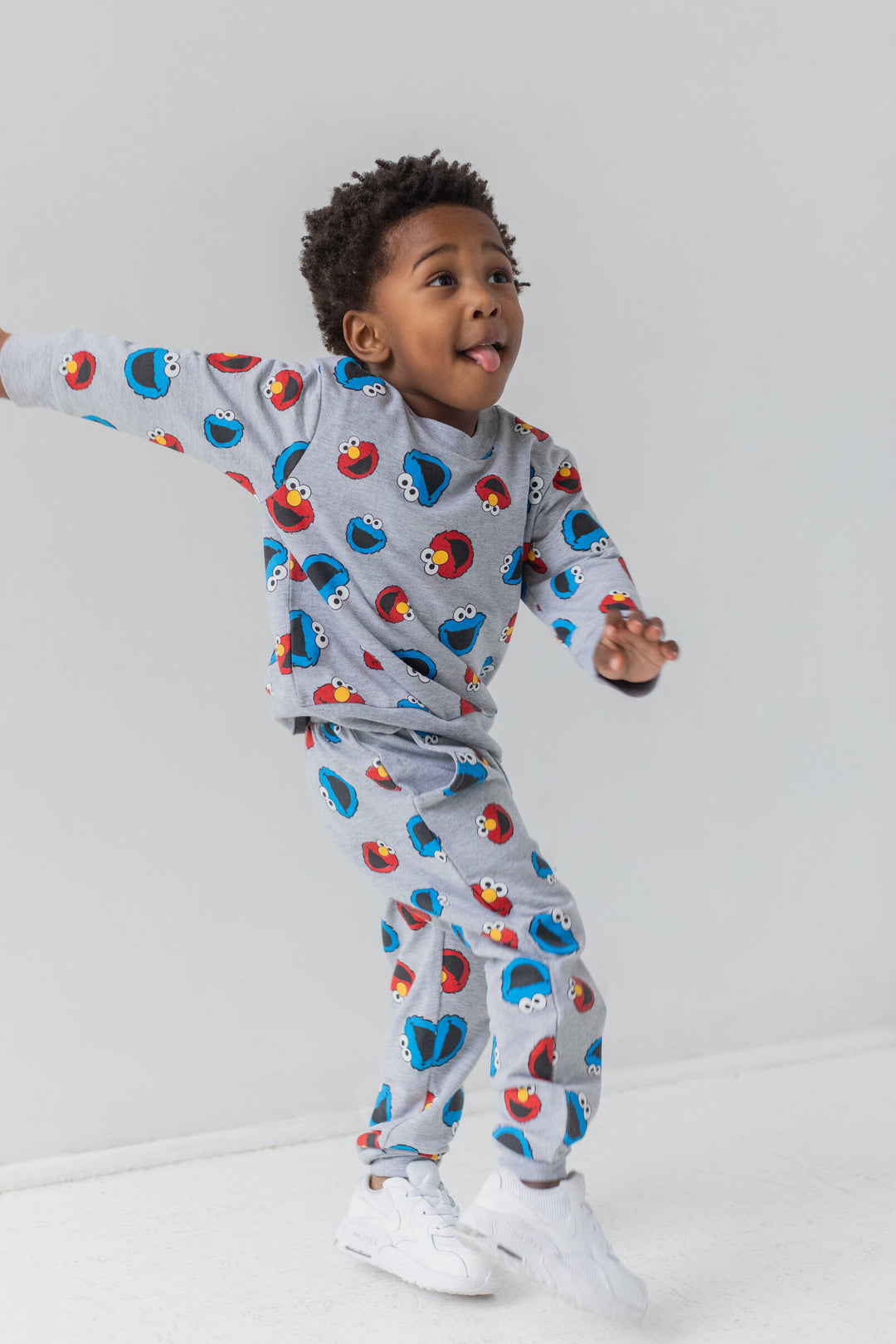 Sesame Street Cookie Monster Elmo French Terry Sweatshirt and Pants Set Infant to Little Kid