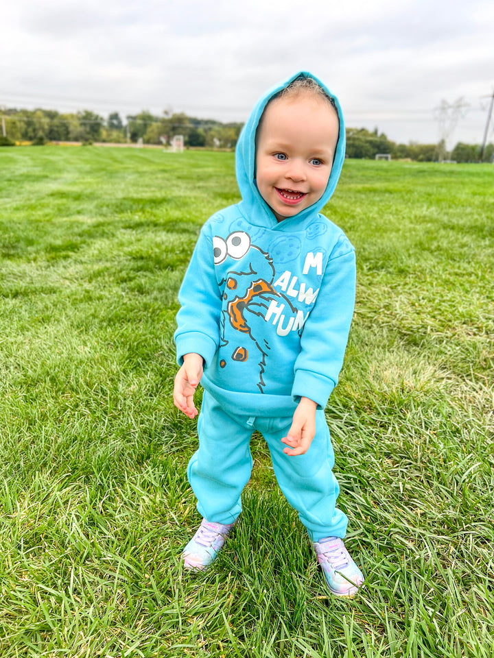 Sesame Street Cookie Monster Fleece Pullover Hoodie and Pants Outfit Set