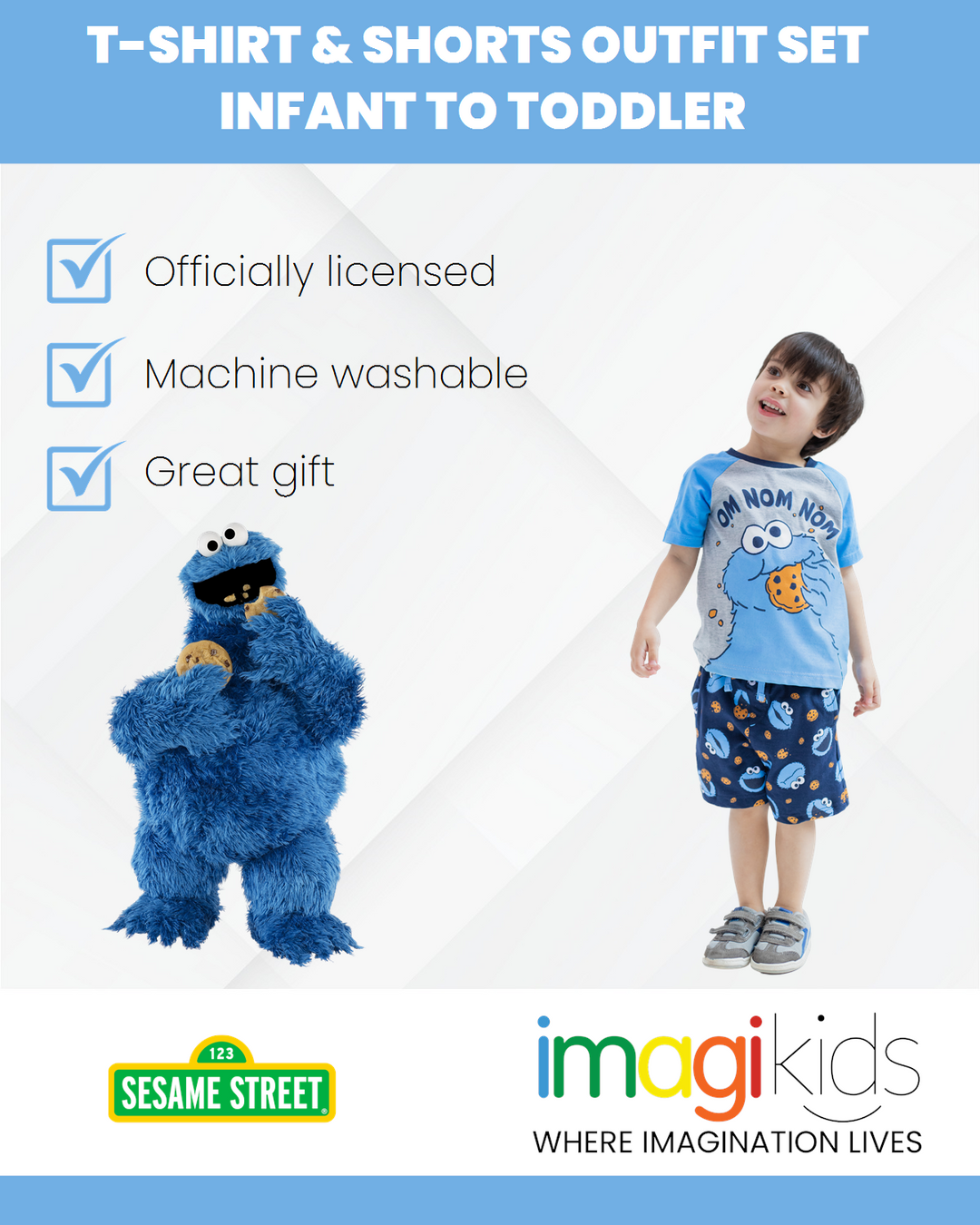 Sesame Street Cookie Monster T-Shirt and French Terry Shorts Outfit Set