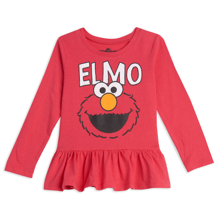 Barrio Sésamo Elmo paquete de 2 camisetas gráficas de manga larga con volantes