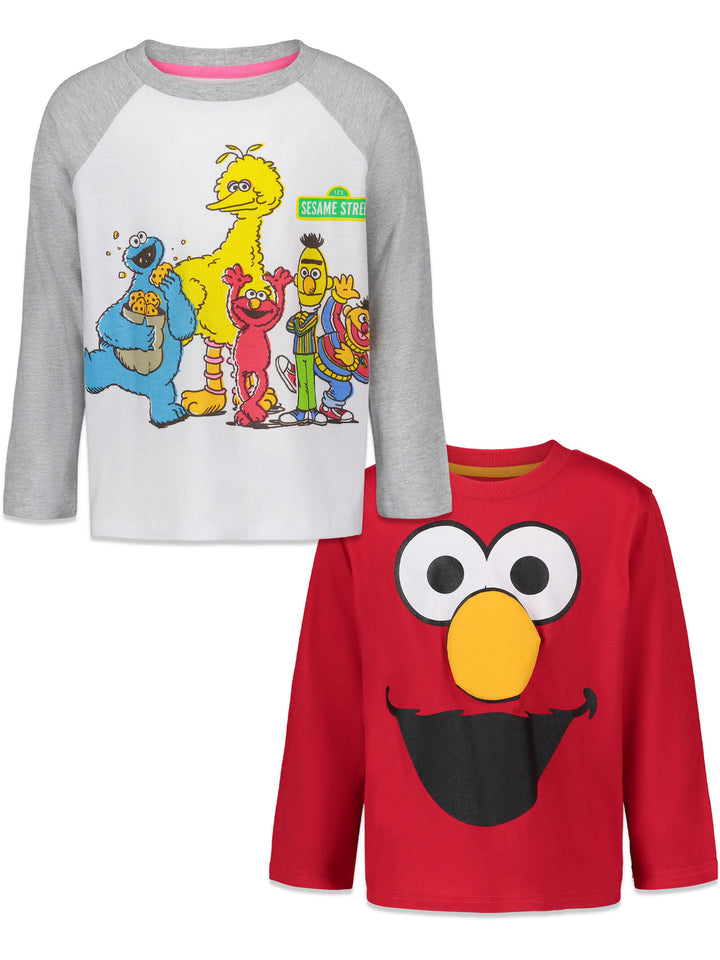 Barrio Sésamo Elmo paquete de 2 camisetas gráficas de manga larga