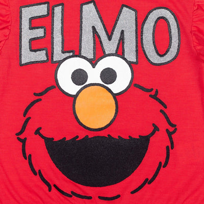 Conjunto de camiseta peplum Elmo de Barrio Sésamo y pantalones cortos de felpa francesa