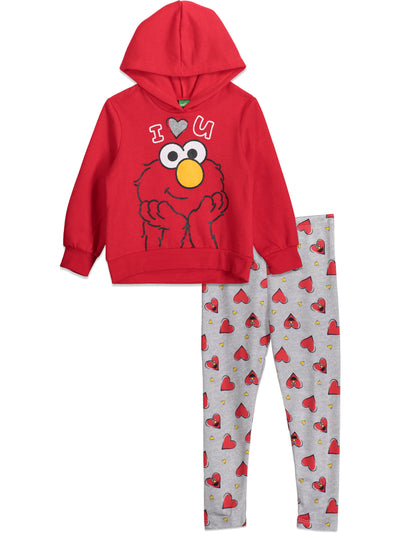 Sesame Street Elmo Pullover Fleece Hoodie and Leggings Outfit Set