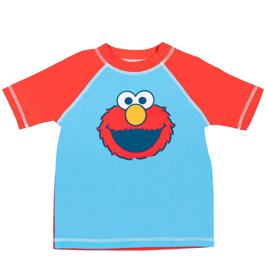 Sesame Street Elmo Pullover Rash Guard y Swim Trunks Outfit Set