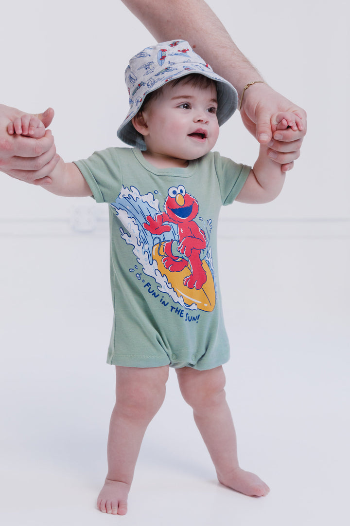 Sesame Street Elmo Romper and Bucket Sun Hat