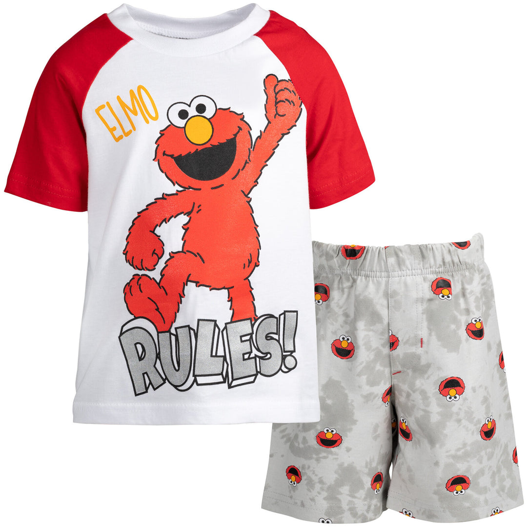 Camiseta con gráfico de Elmo de Barrio Sésamo y pantalones cortos de felpa francesa