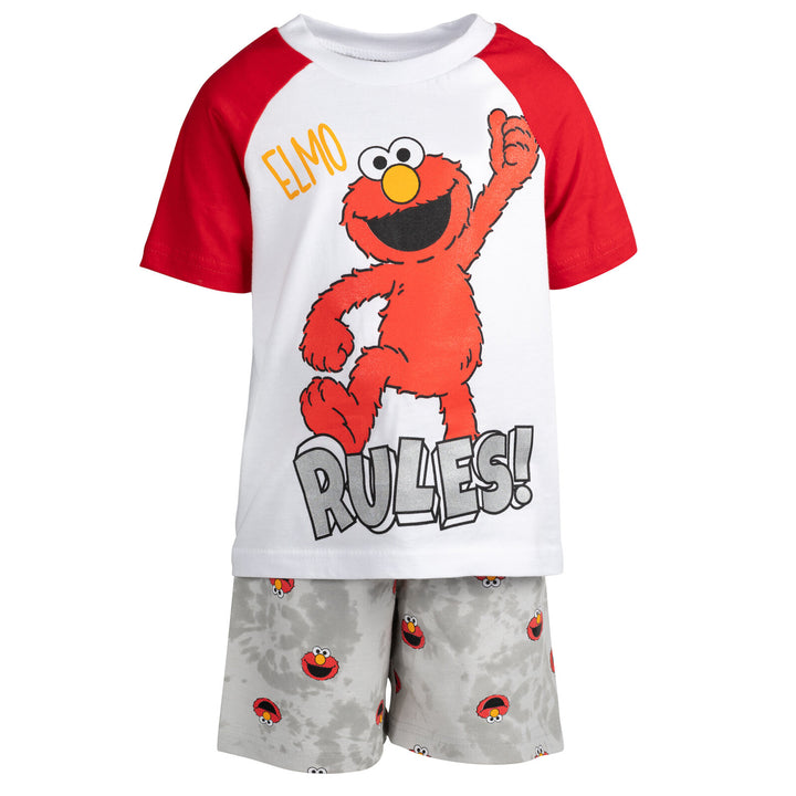 Camiseta con gráfico de Elmo de Barrio Sésamo y pantalones cortos de felpa francesa