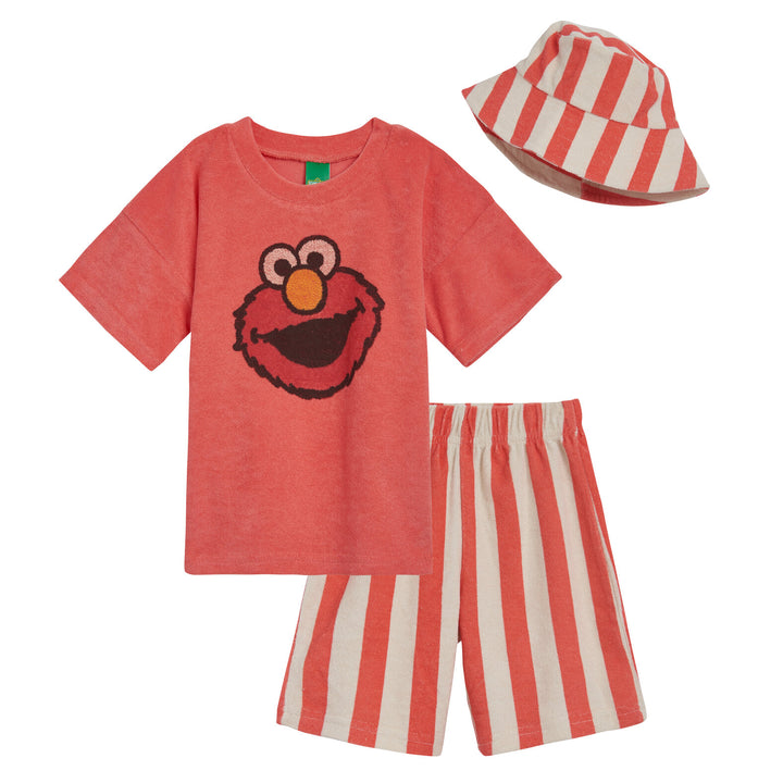 Sesame Street Elmo T-Shirt Shorts and Hat 3 Piece