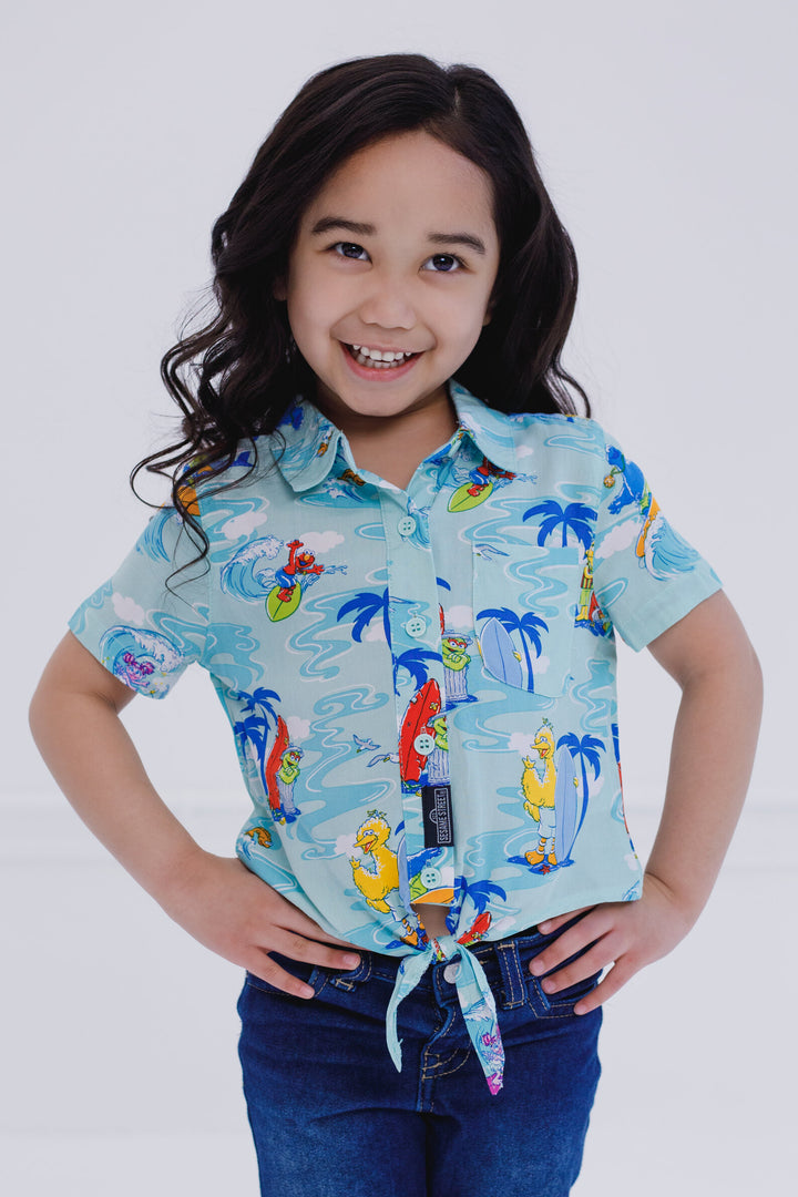 Sesame Street Matching Family Hawaiian Button Down Dress Shirt