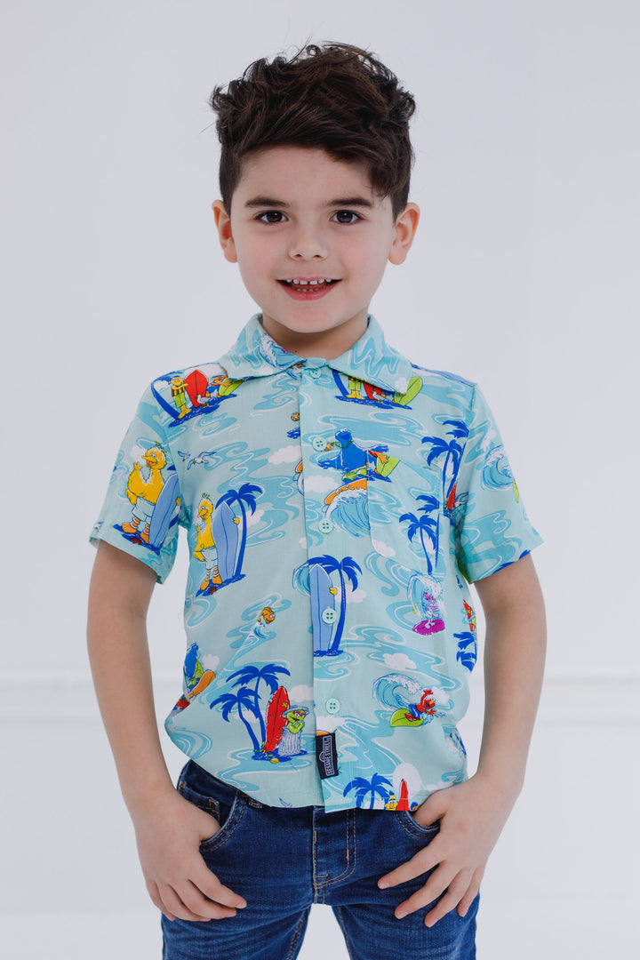 Sesame Street Matching Family Hawaiian Button Down Dress Shirt