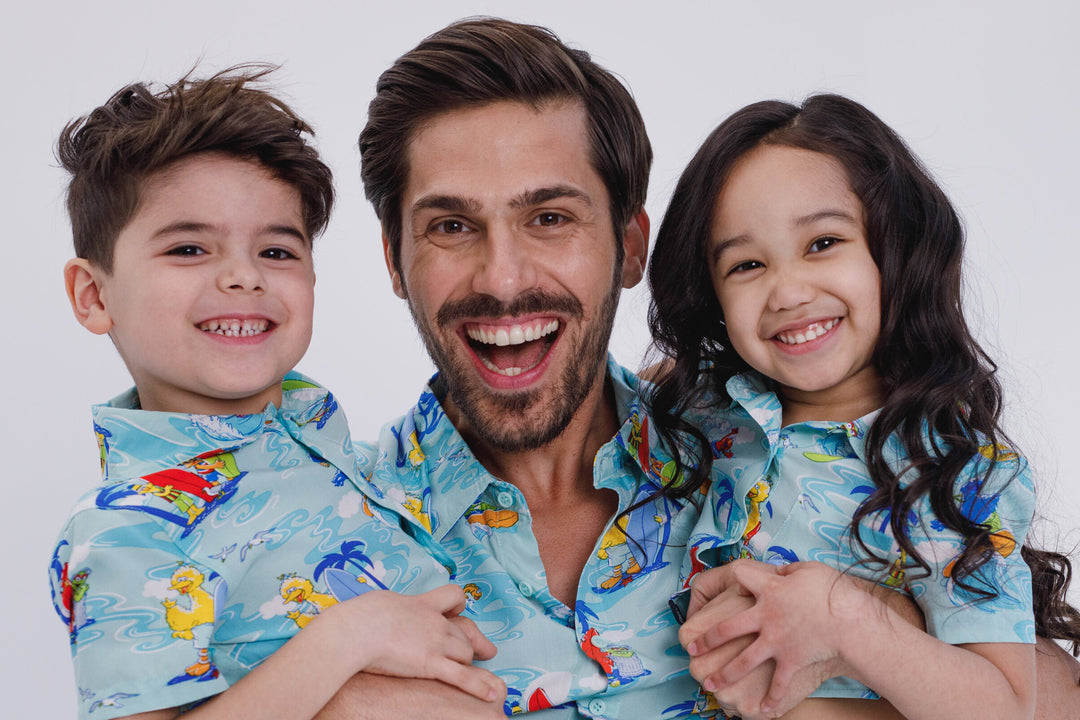 Sesame Street Matching Family Hawaiian Button Down Dress Shirt