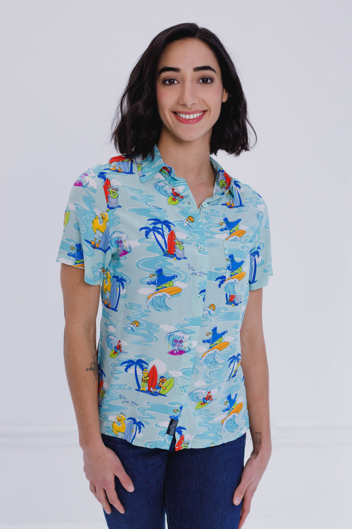 Sesame Street Matching Family Hawaiian Button Down Dress Shirt