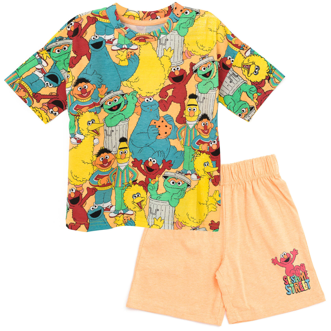 Sesame Street Oscar the Grouch Elmo Bert and Ernie Graphic T-Shirt and Shorts Outfit Set Infant to Little Kid
