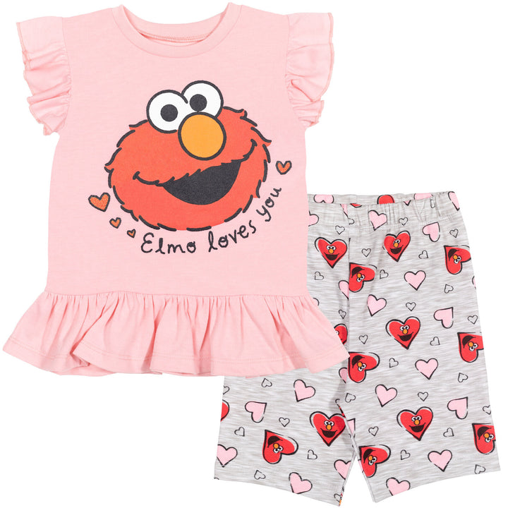 Sesame Street T-Shirt and Bike Shorts Outfit Set