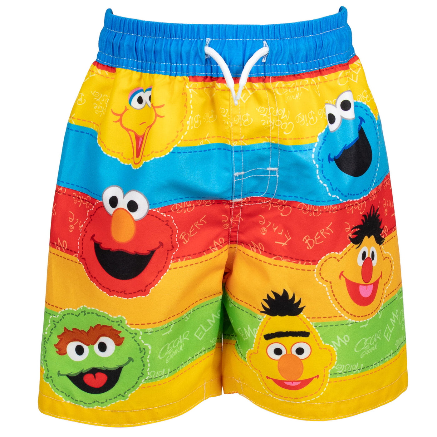 Sesame Street Zip Up Sunsuit Rash Guard and Swim Trunks 3 Piece Swimsuit Set