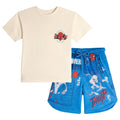 Spider-Man Drop Shoulder T-Shirt and Mesh Shorts Outfit Set