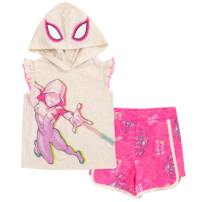 SPIDERMAN Spidey and His Amazing Friends Ghost-Spider Cosplay Tank Top and Dolphin Active French Terry Shorts Outfit Set