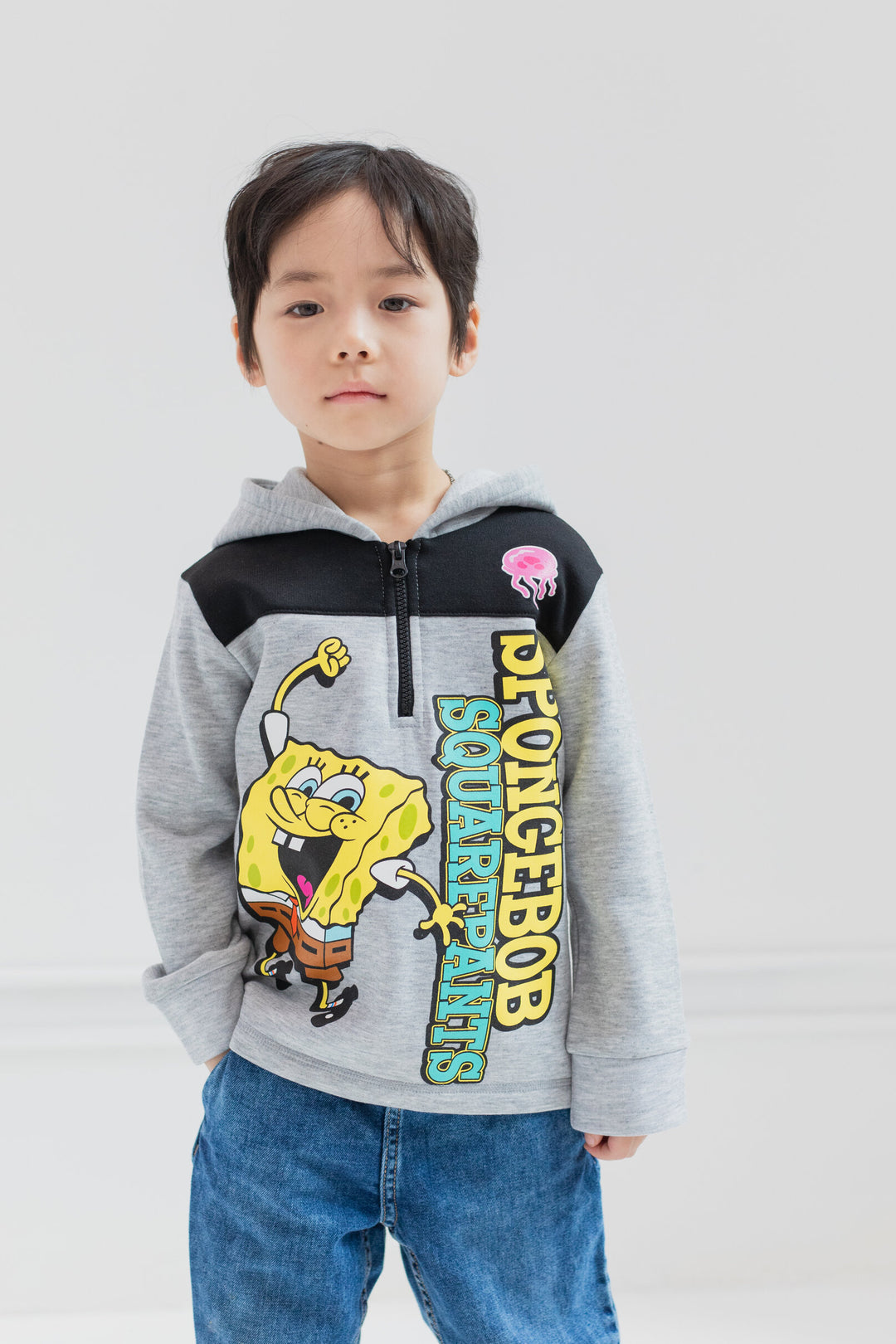 Sudadera con capucha y media cremallera de Bob Esponja