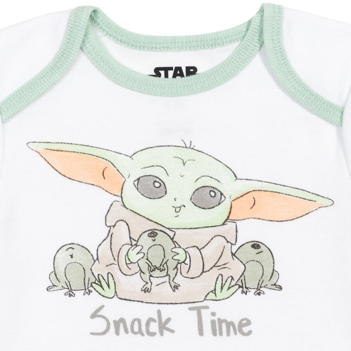 Star Wars The Mandalorian Baby Yoda 4 Piece Outfit Set: Bodysuit Pants Bib Hat