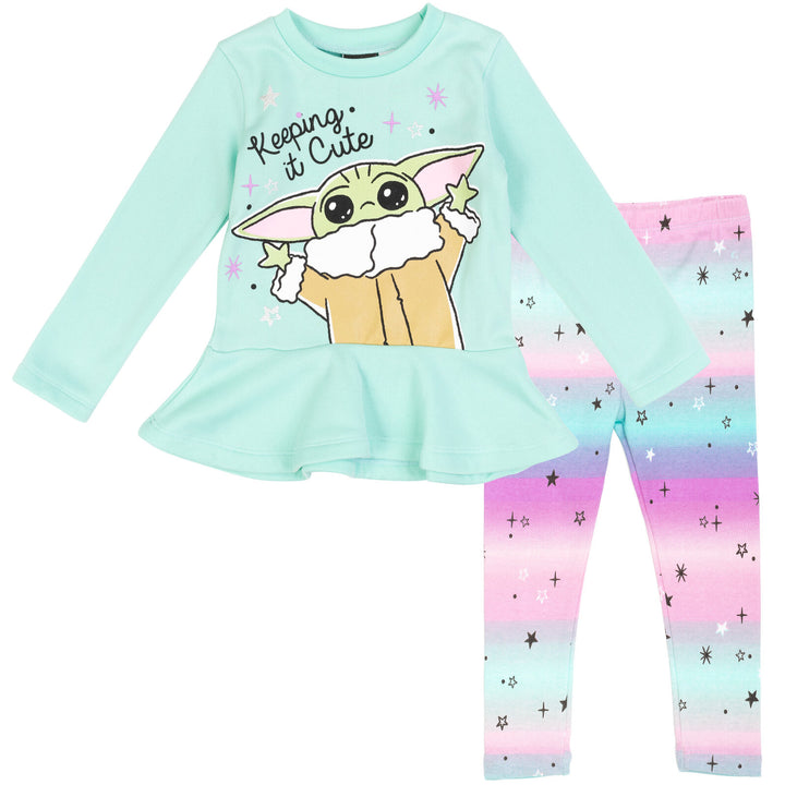 Star Wars Baby Yoda Fleece Sweatshirt Dress and Leggings Outfit Set