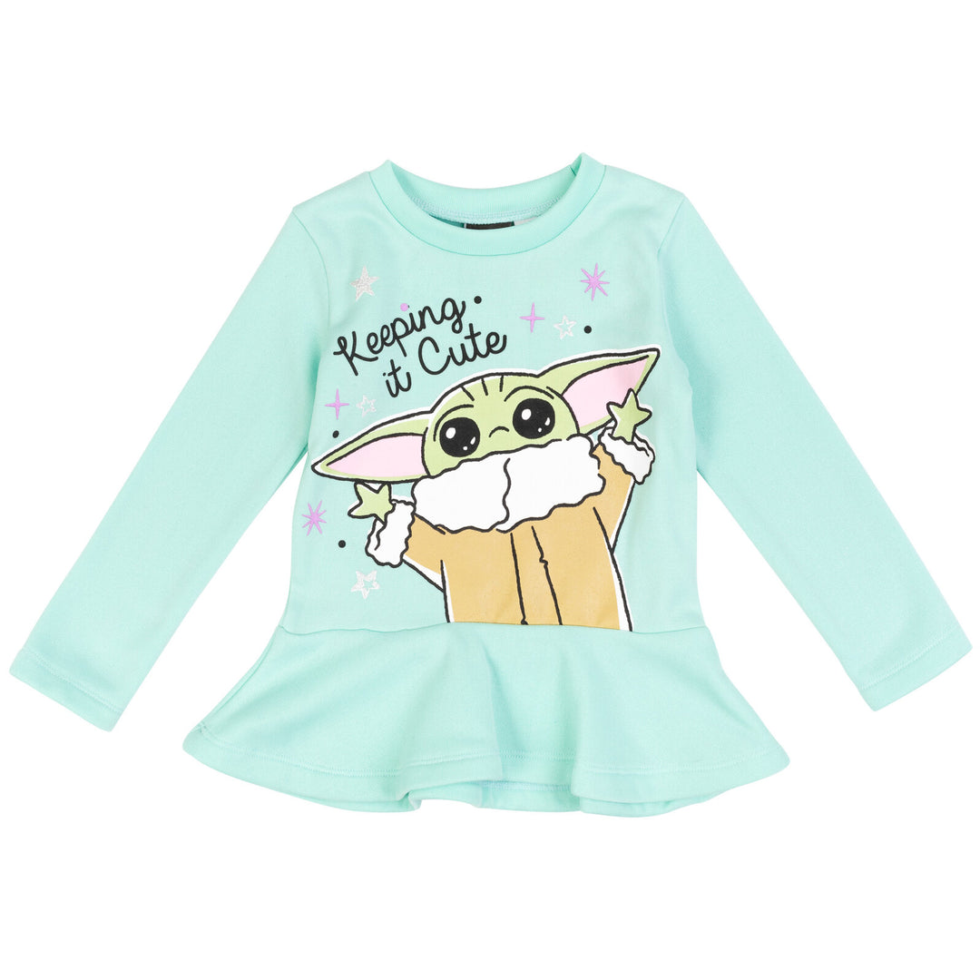 Star Wars Baby Yoda Fleece Sweatshirt Dress and Leggings Outfit Set