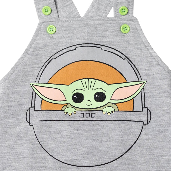 Star Wars Baby Yoda Short Overalls T-Shirt and Hat 3 Piece Outfit Set