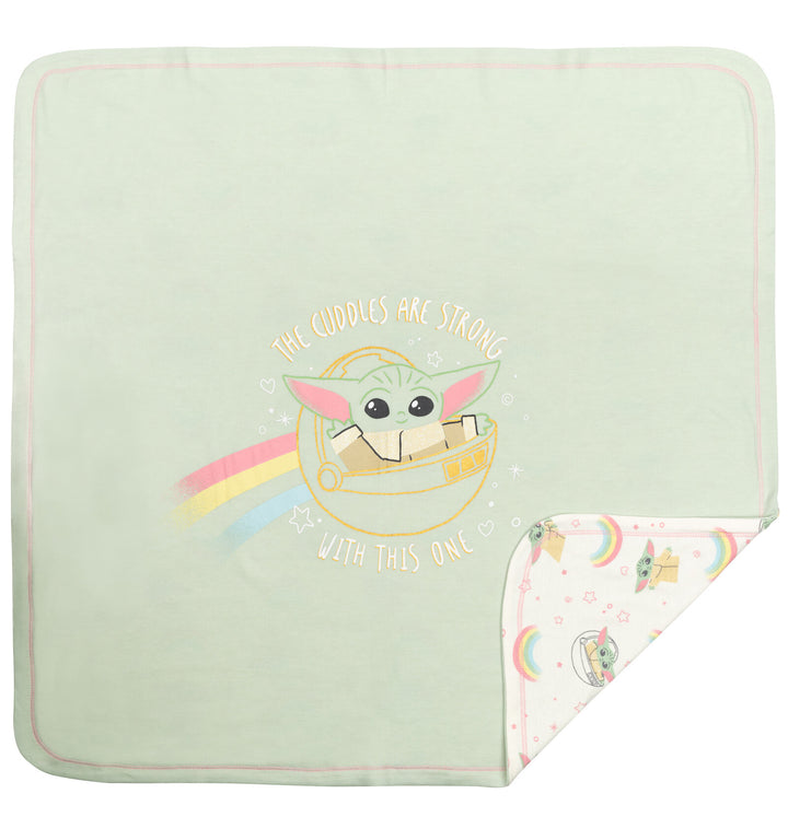 Star Wars Baby Yoda Sleep N' Play Headband Burp Cloth and Blanket 4 Piece Outfit Set