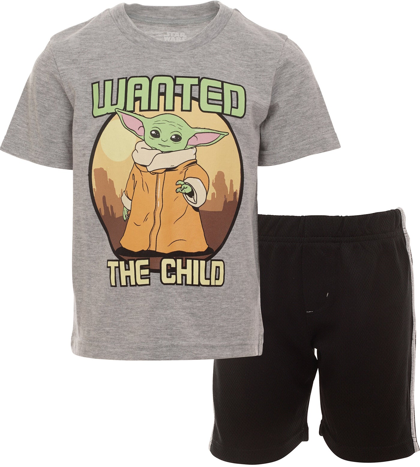Star Wars The Mandalorian Grogu Athletic T-Shirt & Mesh Shorts Outfit Set