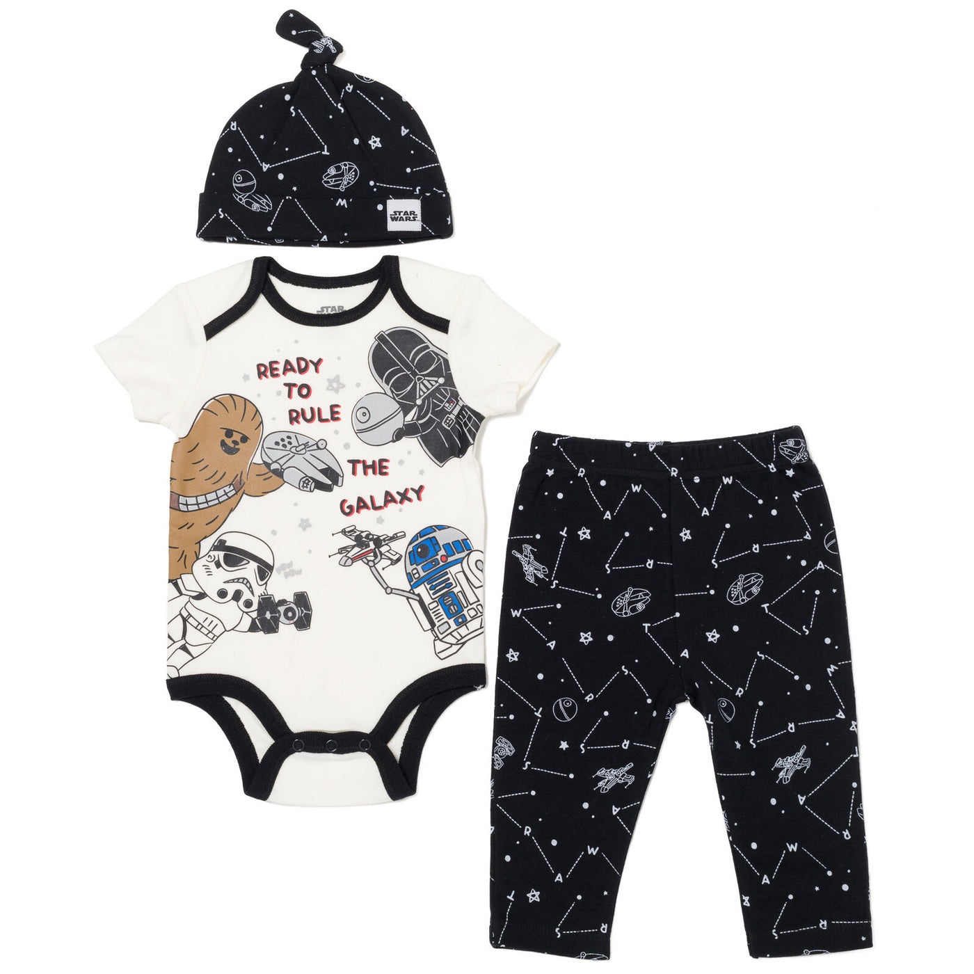 STAR WARS Bodysuit Pants and Hat 3 Piece Outfit Set