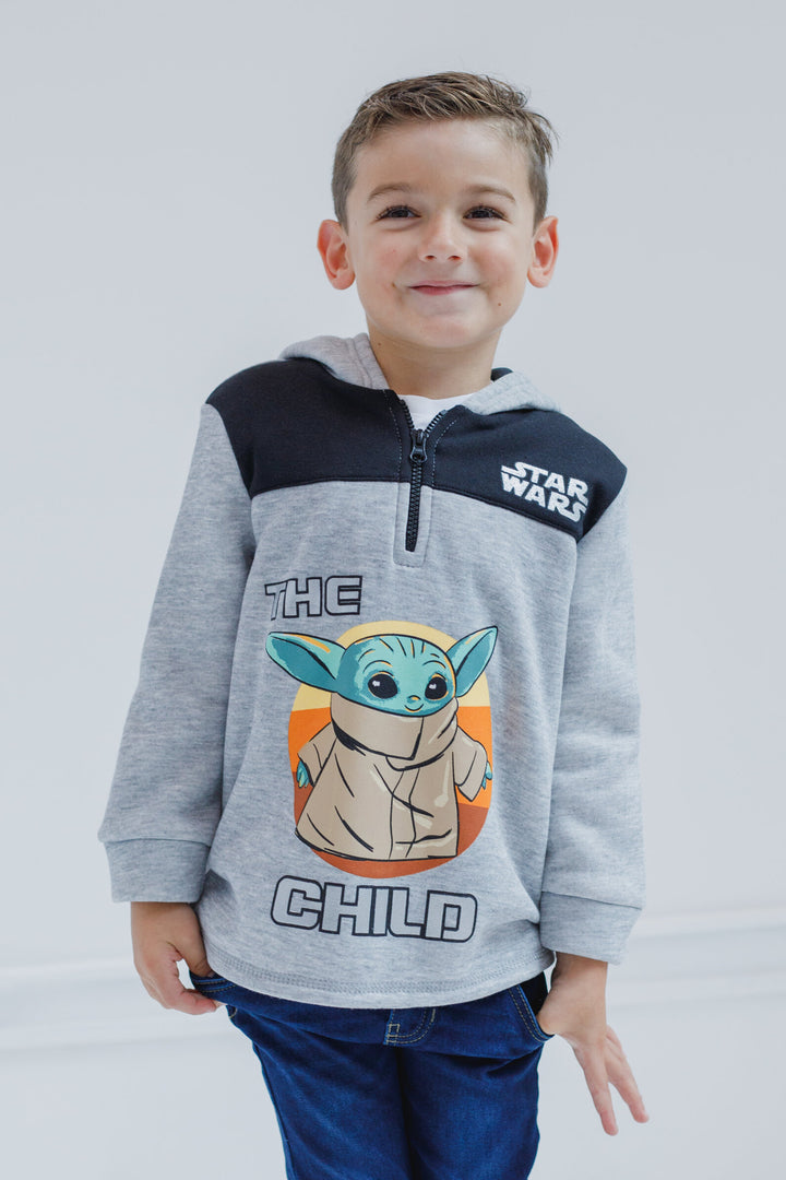 Star Wars The Mandalorian Baby Yoda Fleece Half Zip Hoodie