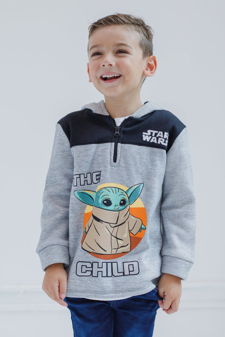 Star Wars The Mandalorian Baby Yoda Fleece Half Zip Hoodie