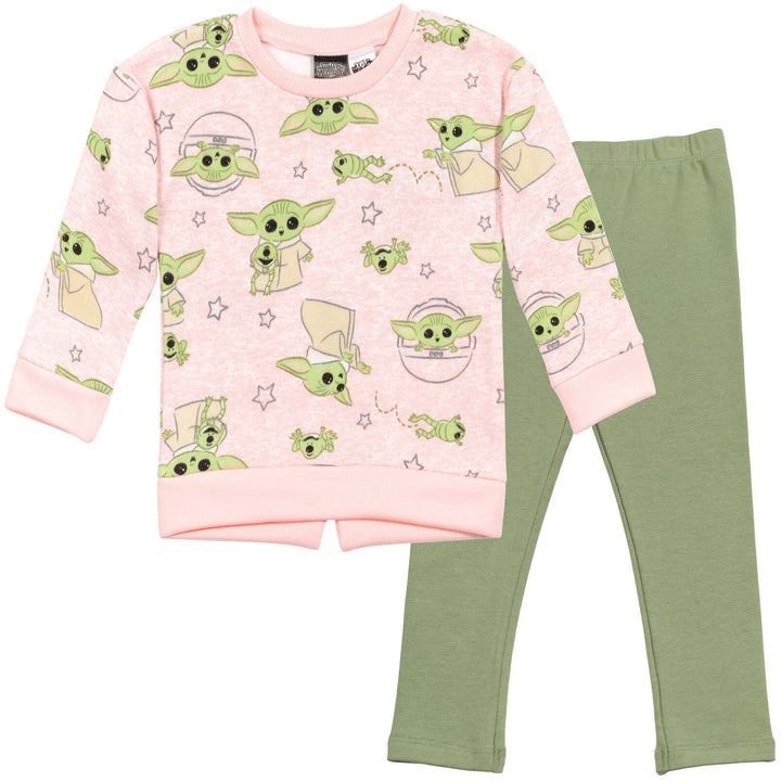 Star Wars The Mandalorian Baby Yoda Fleece Sweatshirt and Leggings Outfit Set