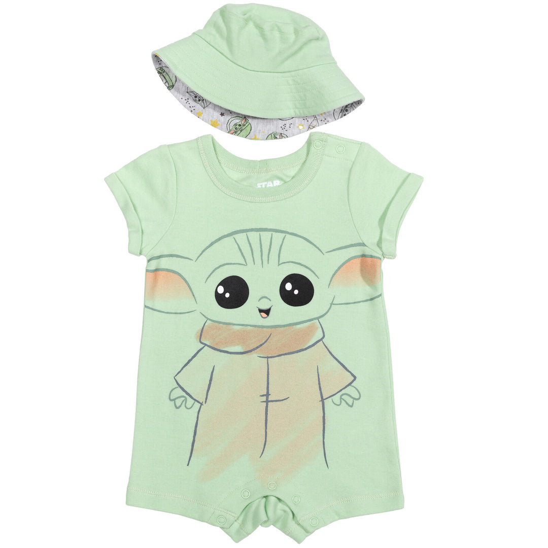 Star Wars The Mandalorian Baby Yoda Romper and Bucket Sun Hat