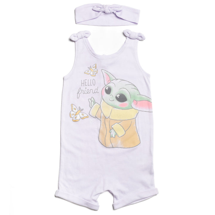 Star Wars The Mandalorian Baby Yoda Snap Romper and Headband