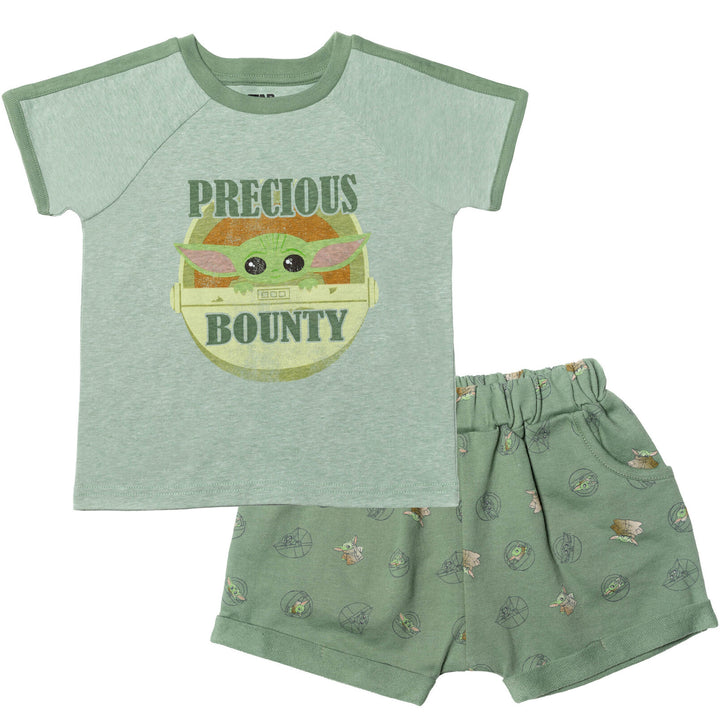 Star Wars The Mandalorian Baby Yoda T-Shirt and French Terry Shorts Outfit Set