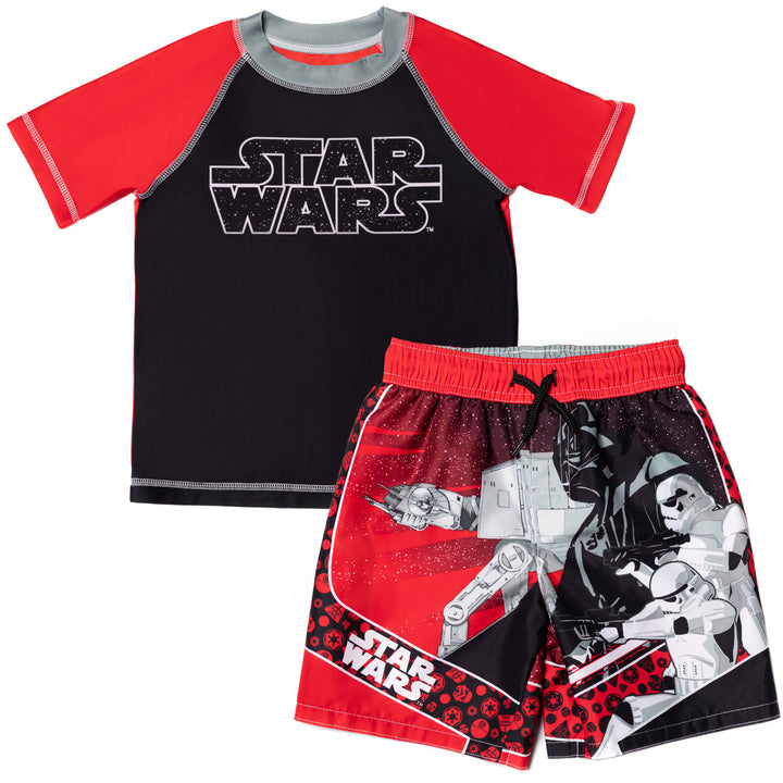 STAR WARS UPF 50+ Rash Guard Swim Trunks Outfit Set