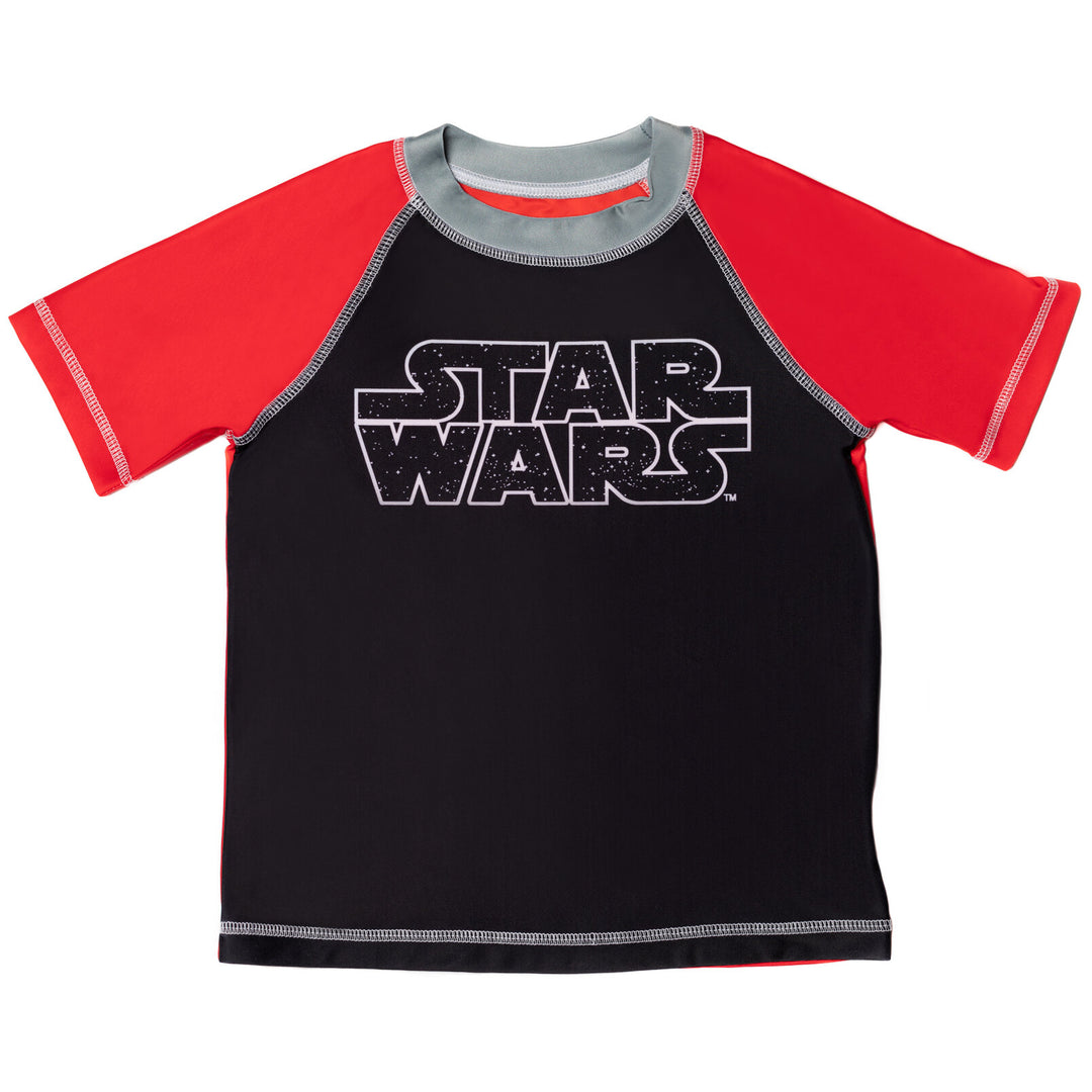 STAR WARS UPF 50+ Rash Guard Swim Trunks Outfit Set