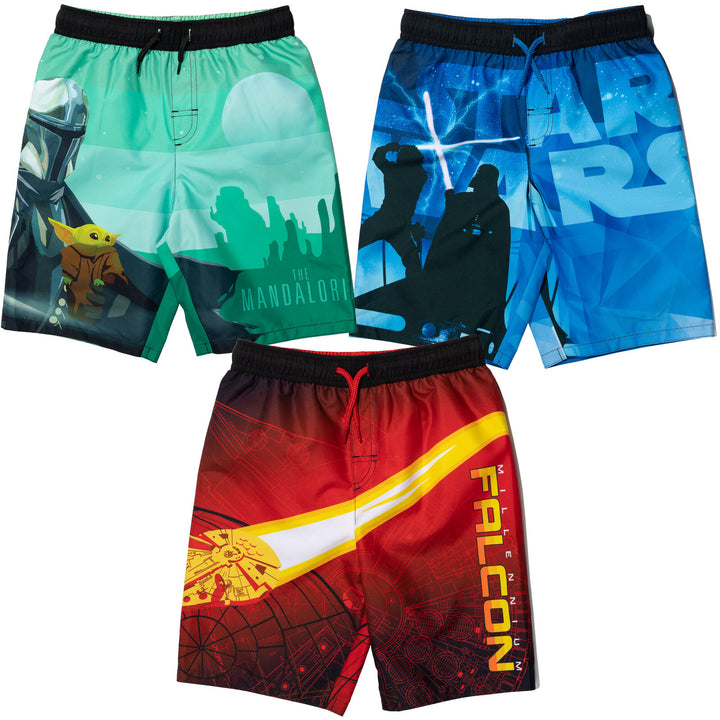 Star Wars Yoda 3 Pack Swim Trunks Bathing Suits