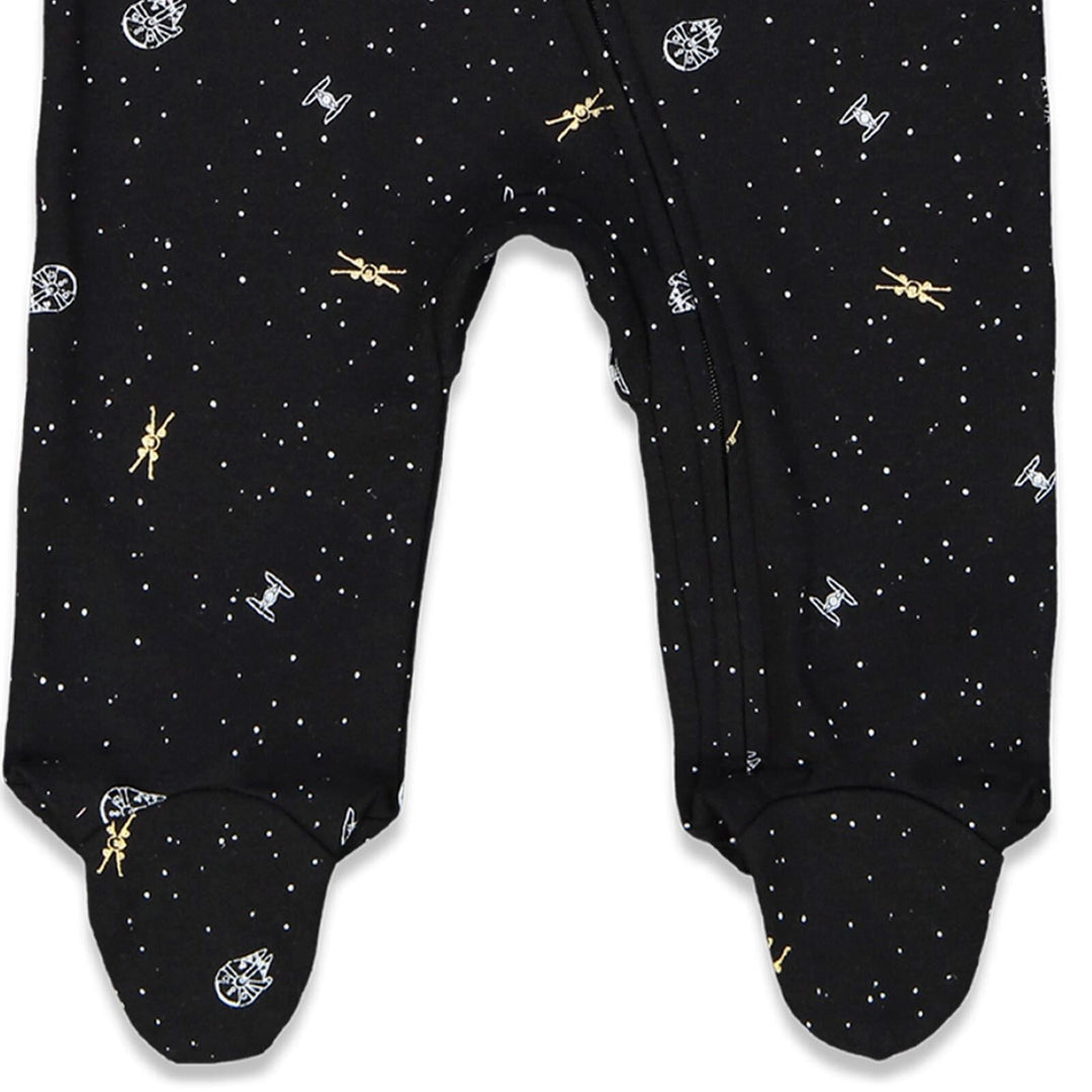 Star Wars Zip Up Sleep N' Play Bodysuit Jogger Pants and Hat 4 Piece Outfit Set