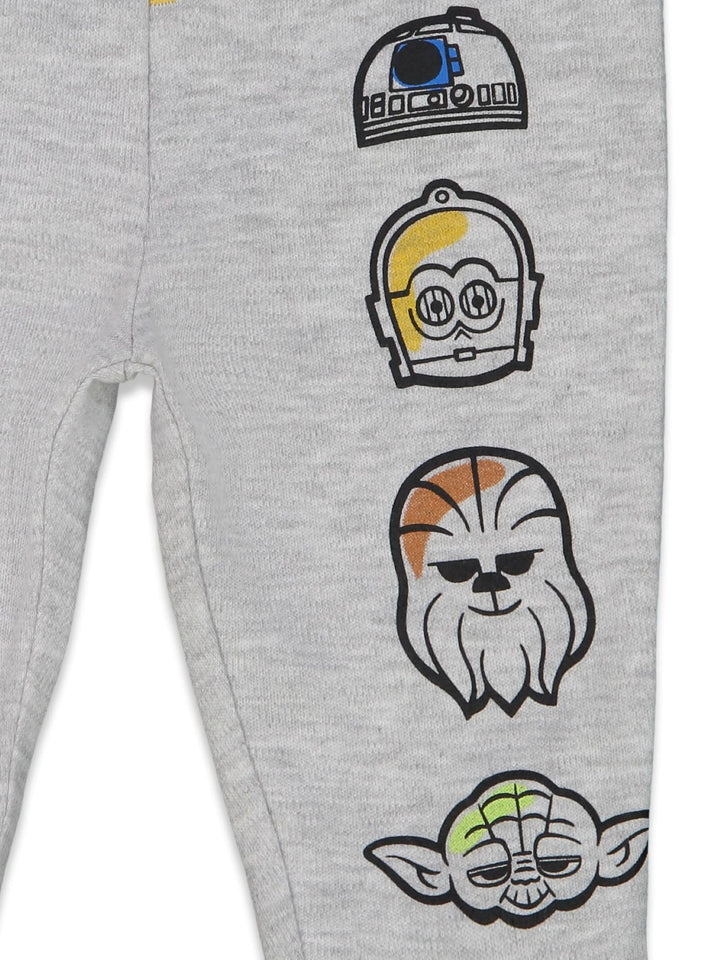 Star Wars Zip Up Sleep N' Play Bodysuit Jogger Pants and Hat 4 Piece Outfit Set