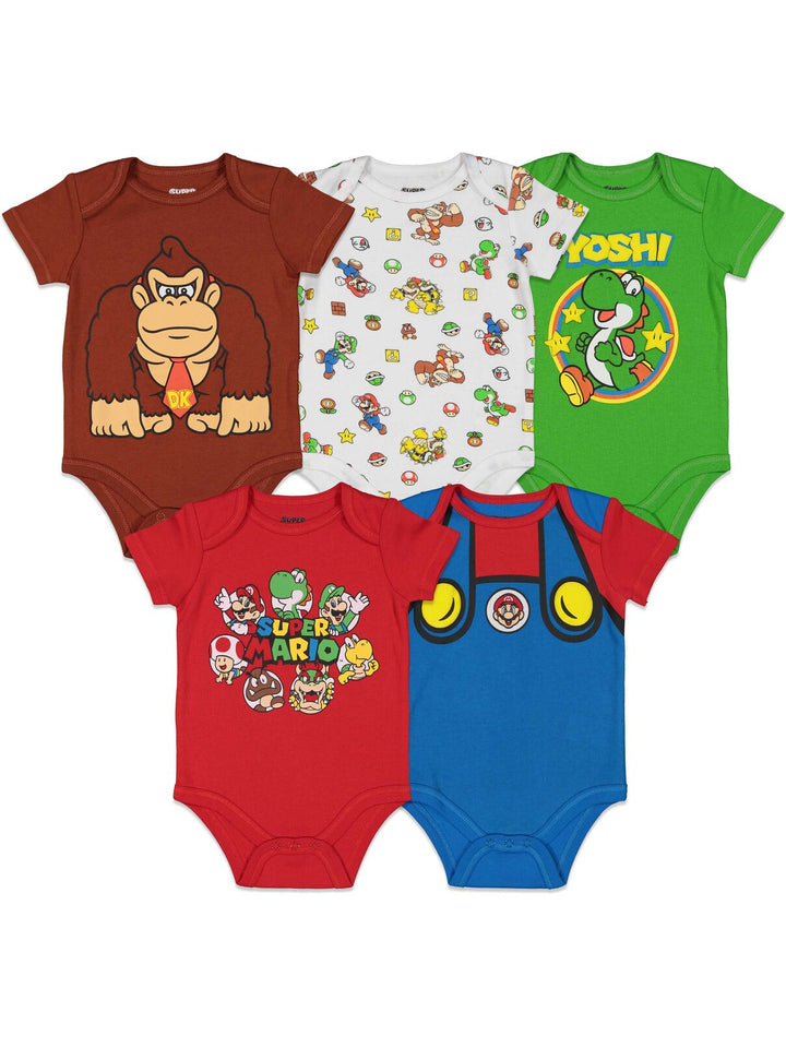 SUPER MARIO Nintendo 5 Pack Bodysuits