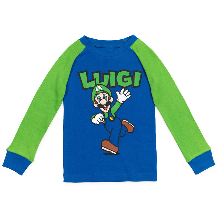 SUPER MARIO Nintendo Luigi Mario Pajama Shirt and Pants Sleep Set Toddler