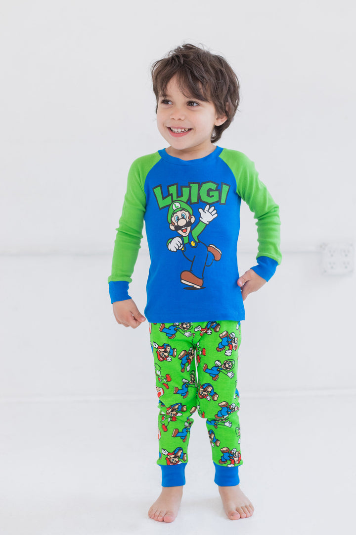 SUPER MARIO Nintendo Luigi Mario Pajama Shirt and Pants Sleep Set Toddler