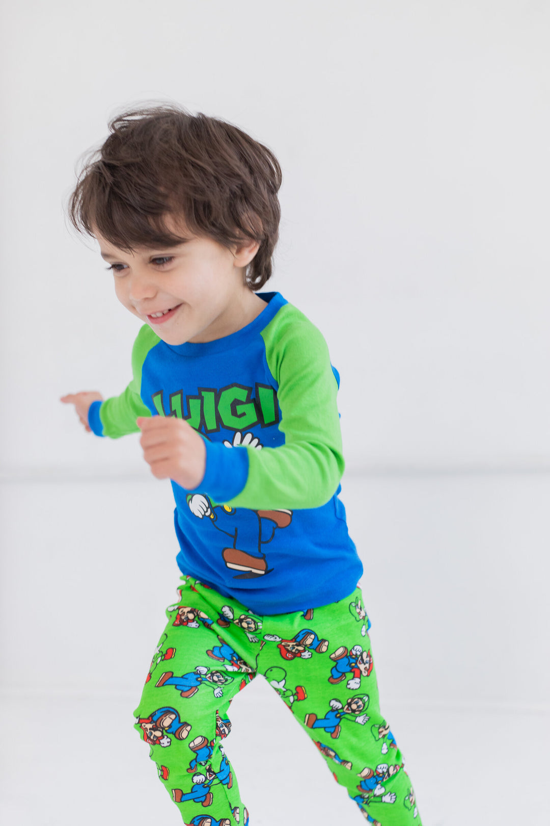 SUPER MARIO Nintendo Luigi Mario Pajama Shirt and Pants Sleep Set Toddler