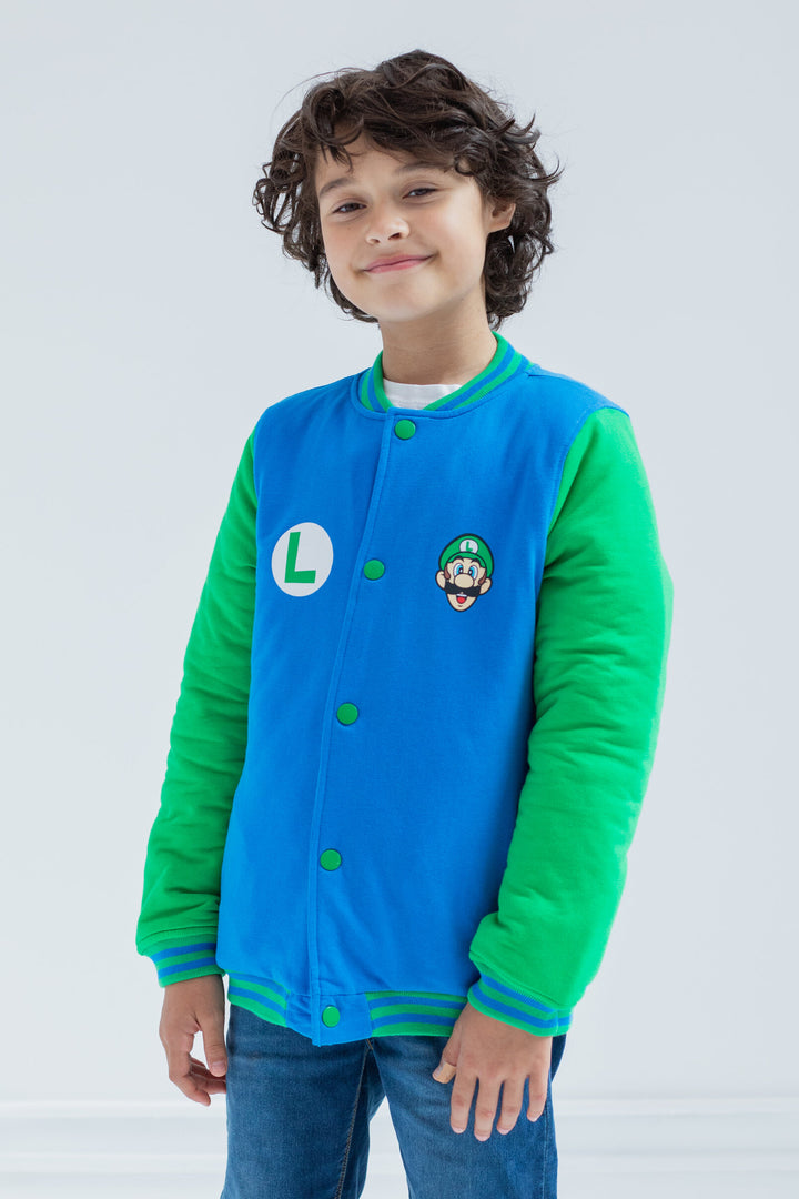 SUPER MARIO Nintendo Luigi Varsity Bomber Jacket