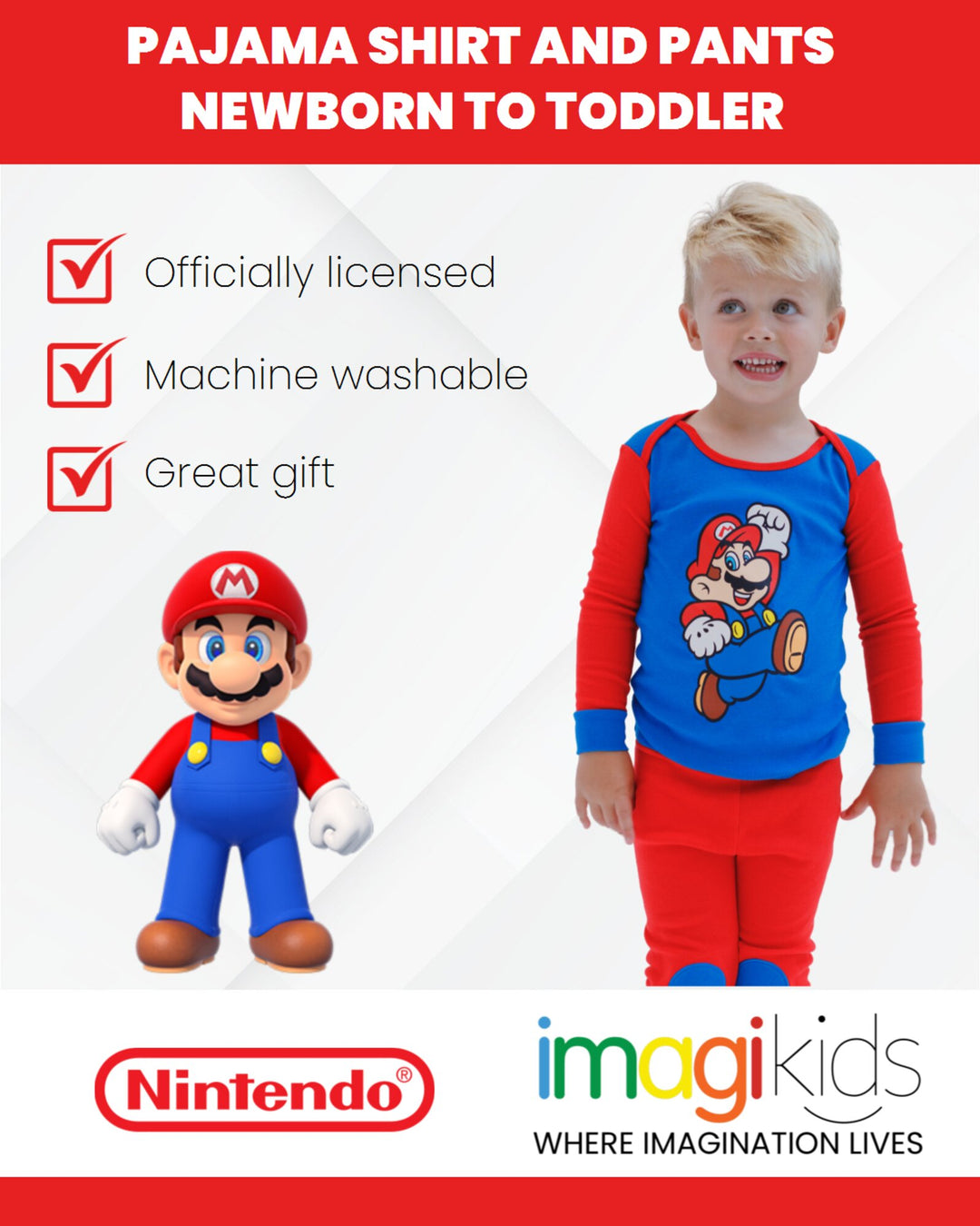 SUPER MARIO Nintendo Mario Pajama Shirt and Pants Sleep Set