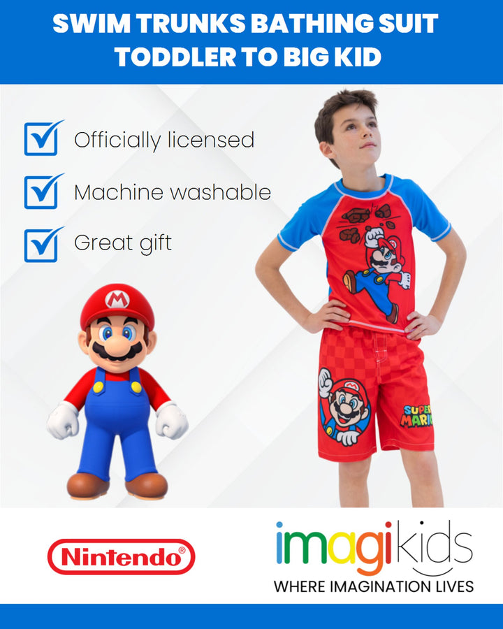 SUPER MARIO Nintendo Mario UPF 50+ Swim Trunks Bathing Suit