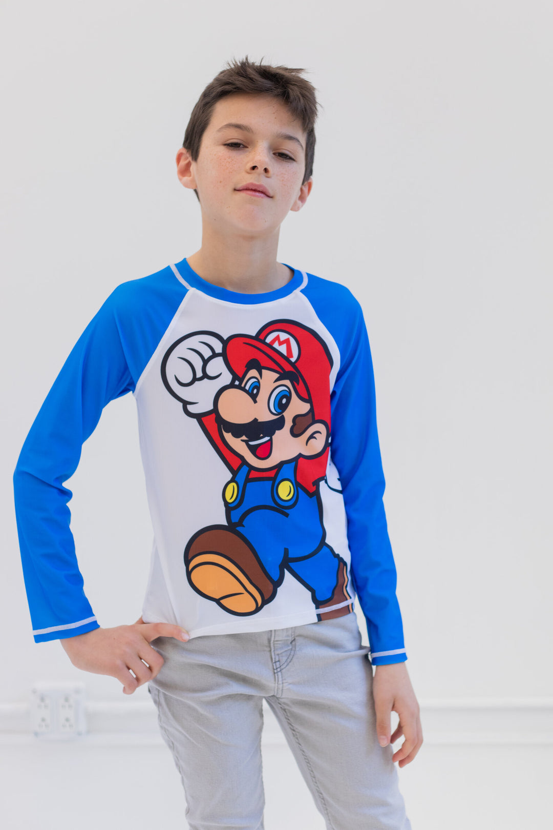 SUPER MARIO Nintendo Rash Guard Swim Shirt